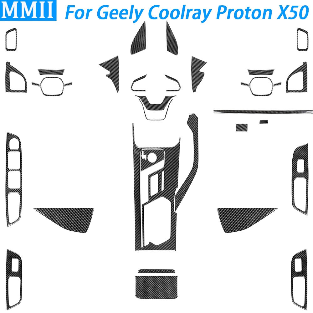 Фото Для Geely Coolray Proton X50 2018-2023 углеродное волокно переключение передач воздуховыпускное отверстие оконный подъемник рулевое колесо подходит для телефона №1