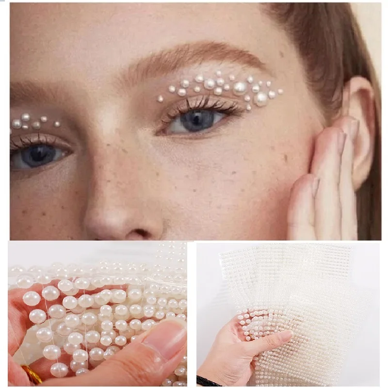 

Ювелирные украшения 3D с полужемчужинами, наклейка на лицо, нижняя плоская самоклеящаяся жемчужная Бриллиантовая бижутерия, украшение для б...
