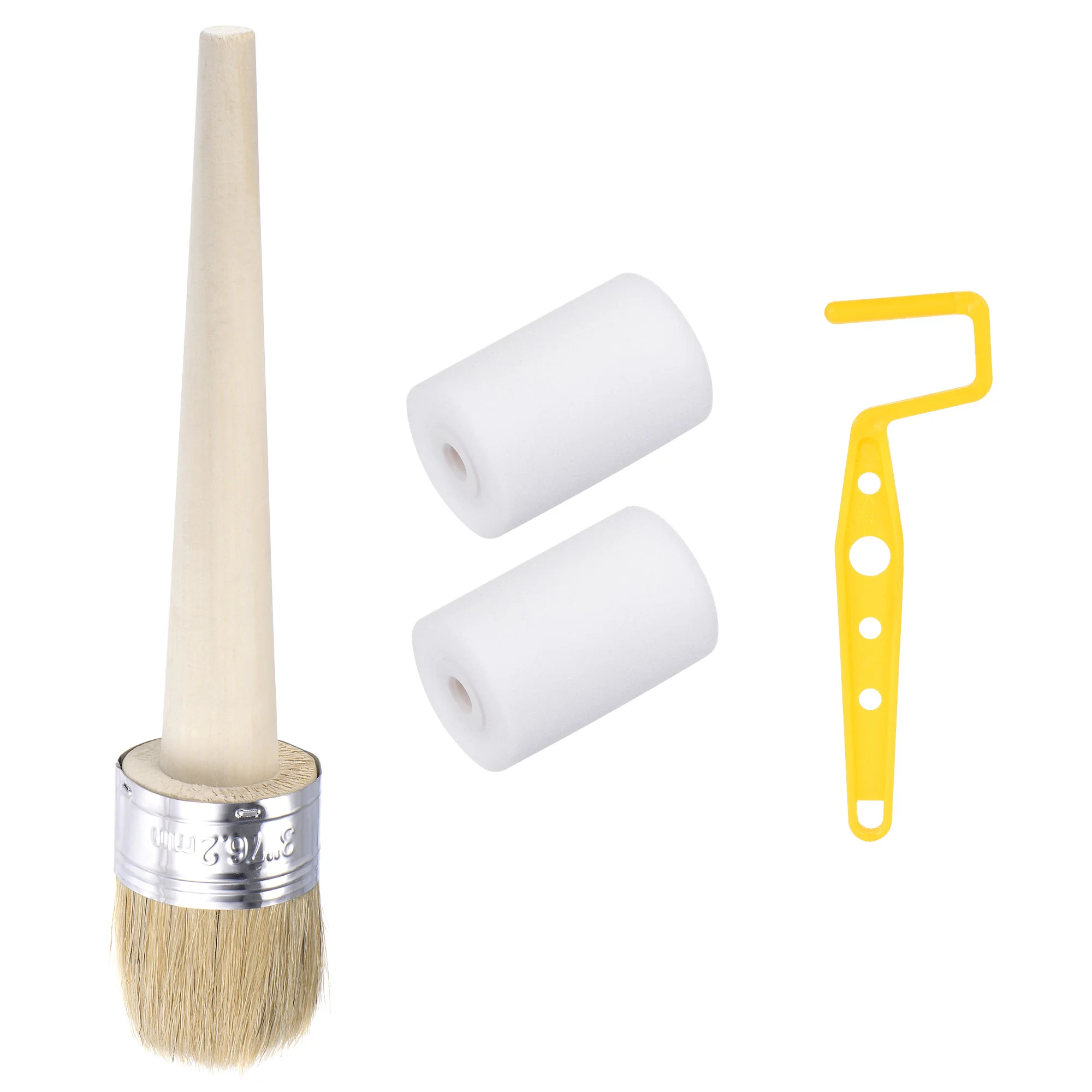 

Uxcell 4 Pcs Paint Roller Set, 2 Pcs 2" Sponge Roller Covers and 6" Length Handle, Paint Brush, for Wall Trim and Touch-Up