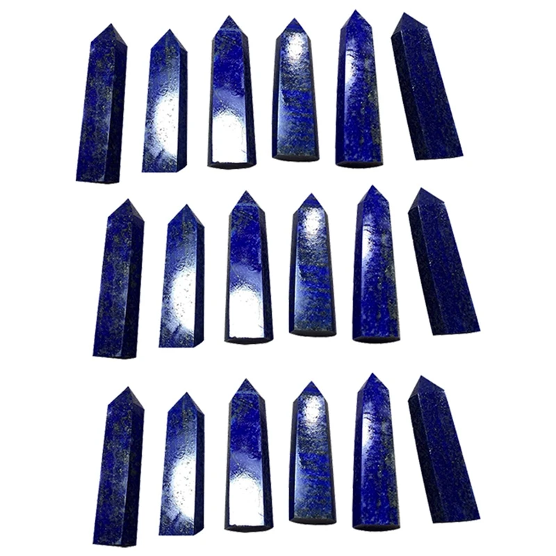 

3X Lapis Lazuli Natural Crystal Column Lapis Lazuli Crystal Column Hexagonal Column Original Stone Decoration 5-6Cm