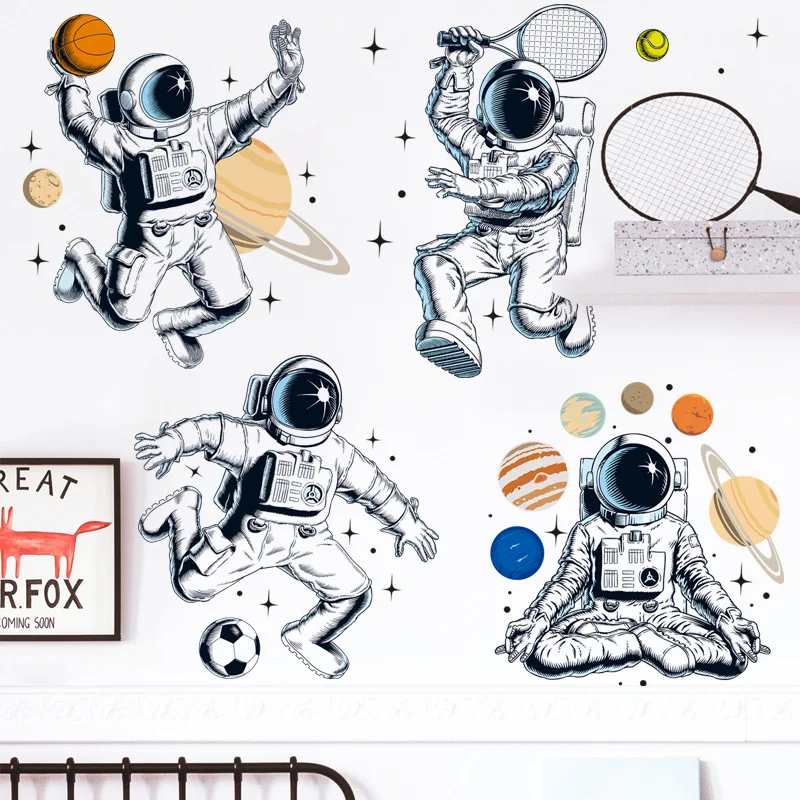 

Space Astronaut Wall Stickers for Kids Room Boy Room Decoration Planets Wall Decals Decorative Stickers Bedroom Mural Wallpaper