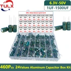 Комплект конденсаторов 460 шт.кор. 1 мкФ ф-240 мкФ Ф 1000uf1500мкф 24 значения, алюминиевые электролитические конденсаторы 470 в 10 в 25 в 50 в, Суперконденсатор