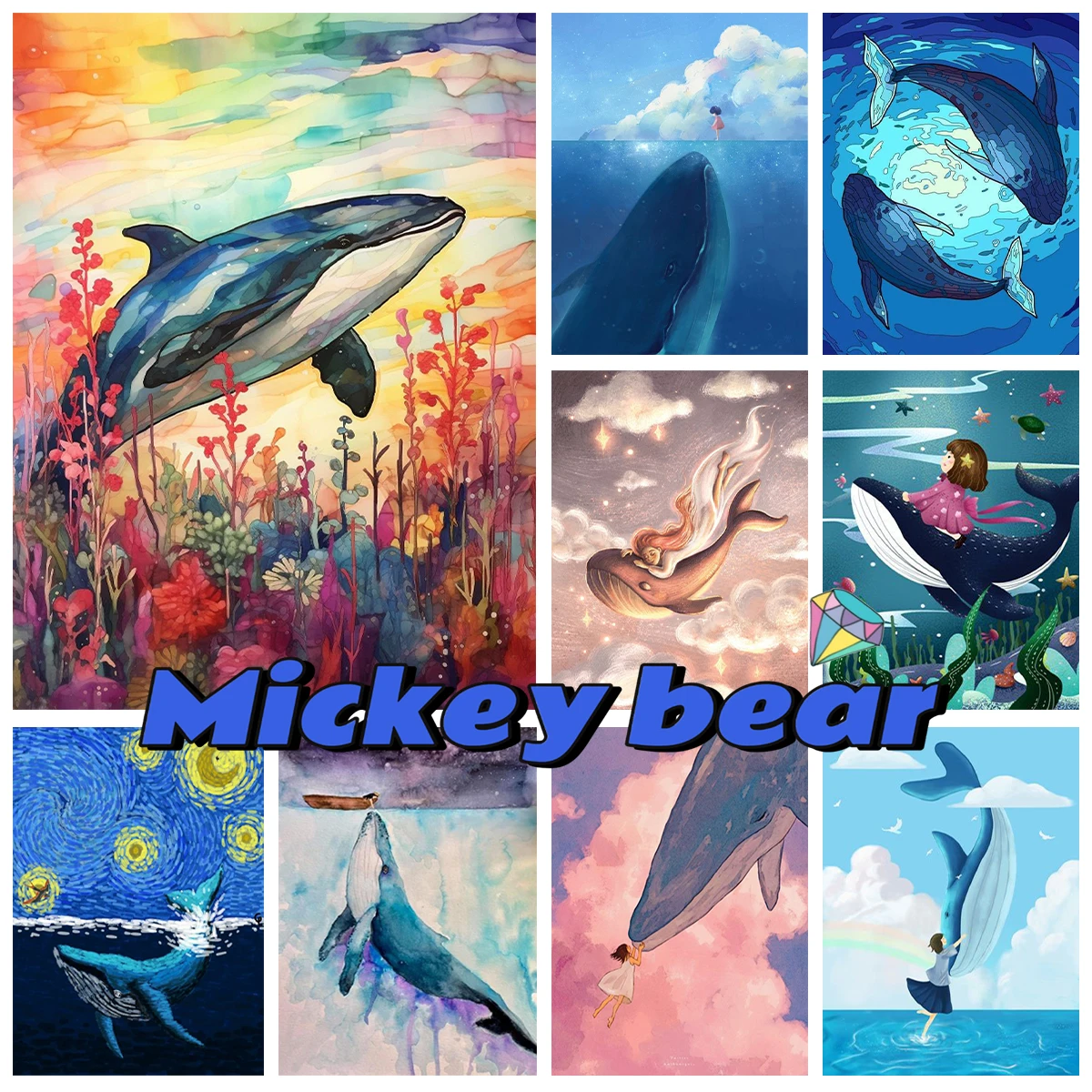 

Landscape Diamond Painting 5D Diy Sky With Whale Pixel Picture Diamond Embroidery Art Cross Stitch Animal Mosaic Home Decoration