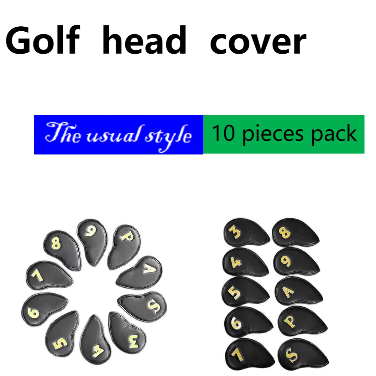 

Golf Head Set Black Yellow Letter 10 Pieces / Set of Iron Cap