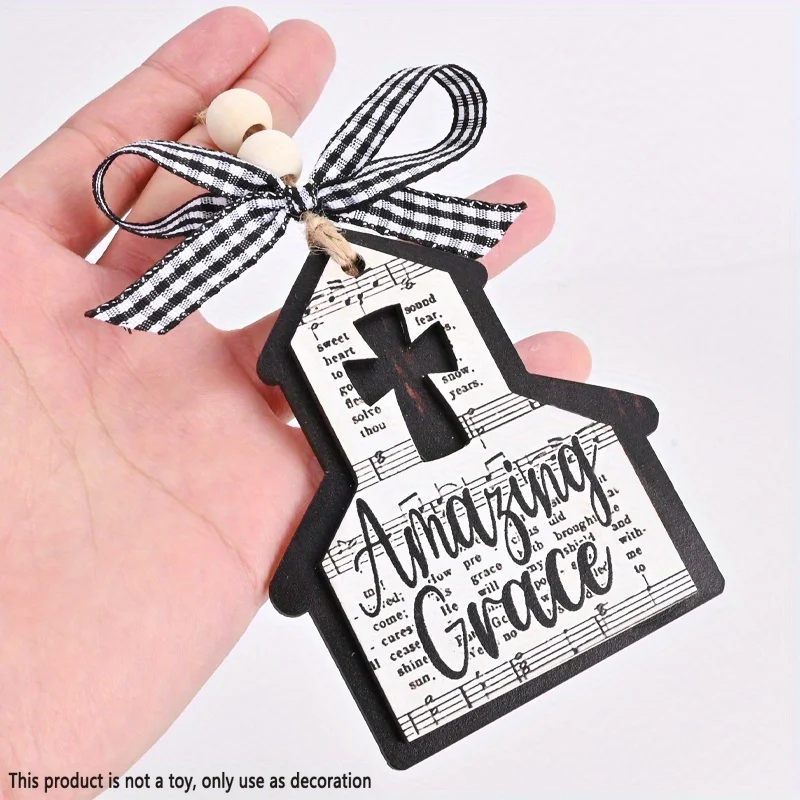 1 шт. деревянный двухслойный кулон в форме домика с Иисусом