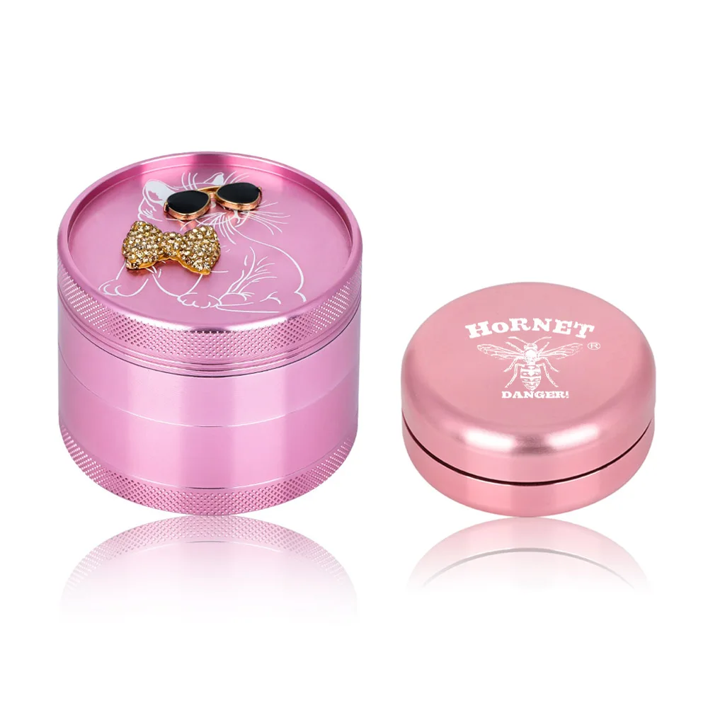 

63MM Pink Grinder Weed Tobacco Diamond 4 Layer Smoke Grinder Herb Containers Aluminum Tobacco Case Storage Cigarette Accessorie