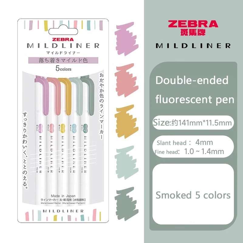 ZEBRA WKT7 Mildliner маркеры, 5 шт.