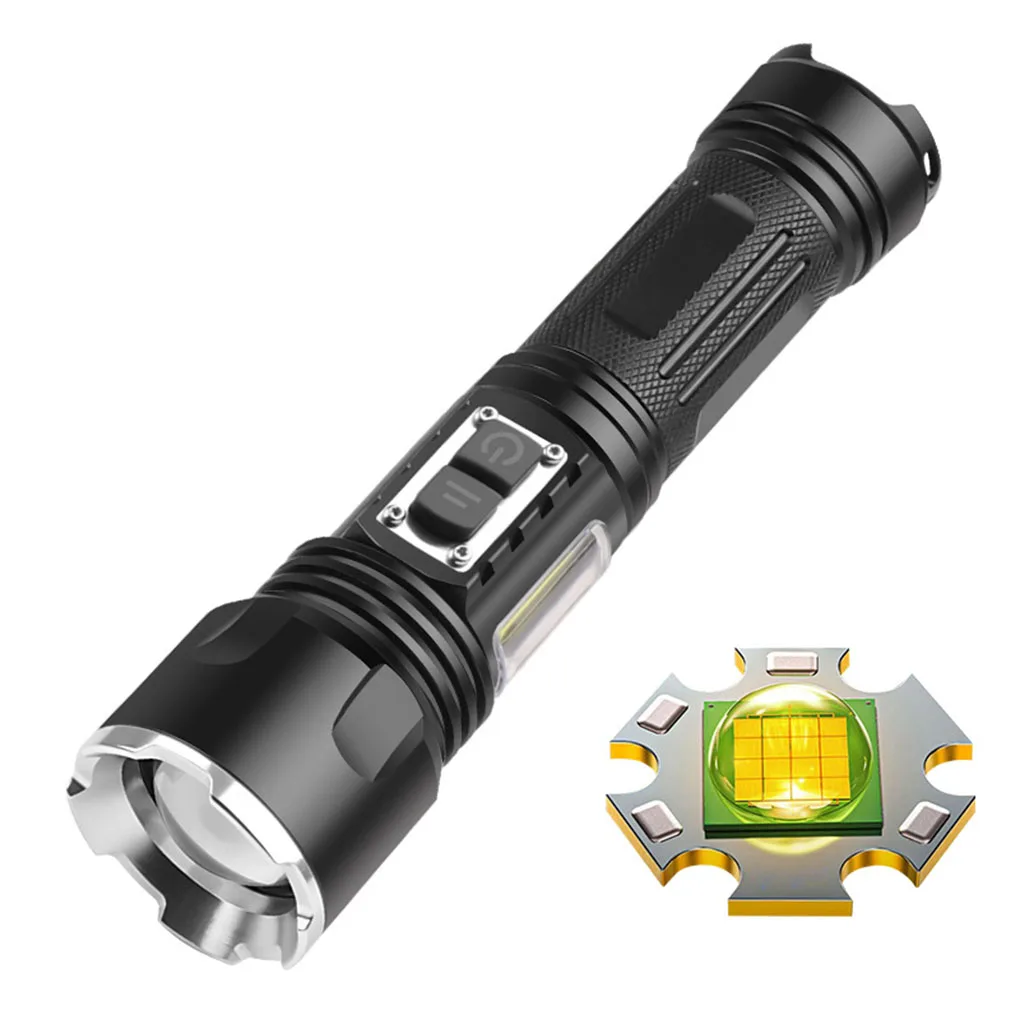 

Rechargeable COB Flashlight Powerful Torch Aluminum Bright Spotlights Emergency light Camping Hiking 18650Battery