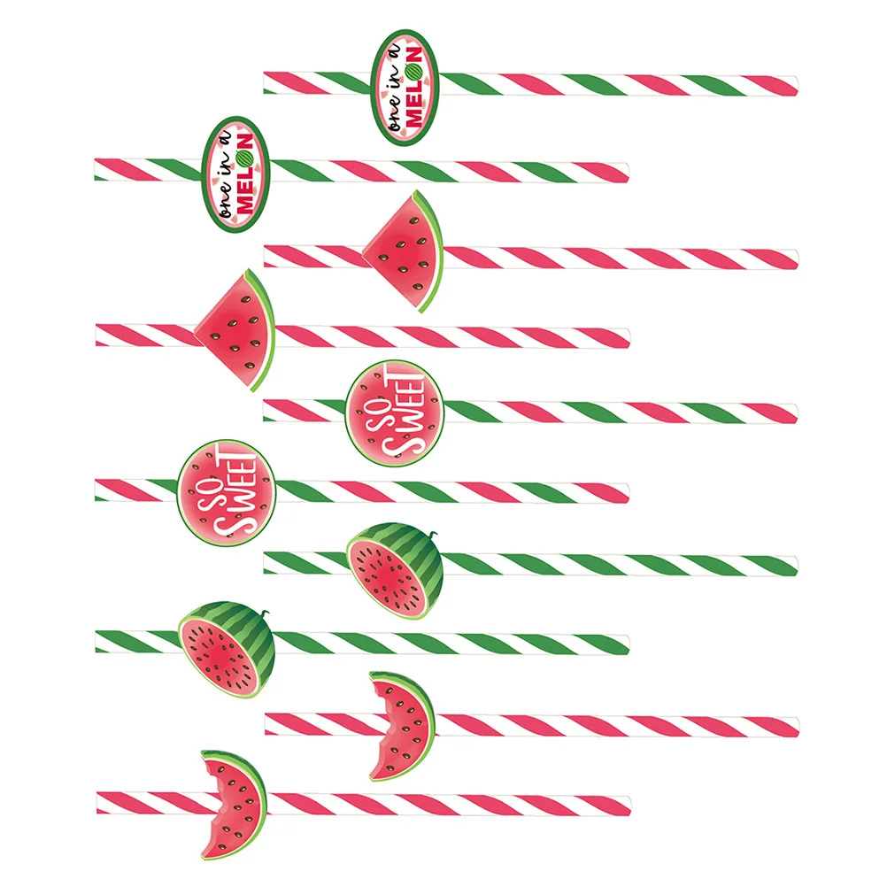 

40pcs Watermelon Straws Watermelon Hawaii Birthday Party Hawaii Drinking Straws Disposable Drinking Straws Drinking Straws