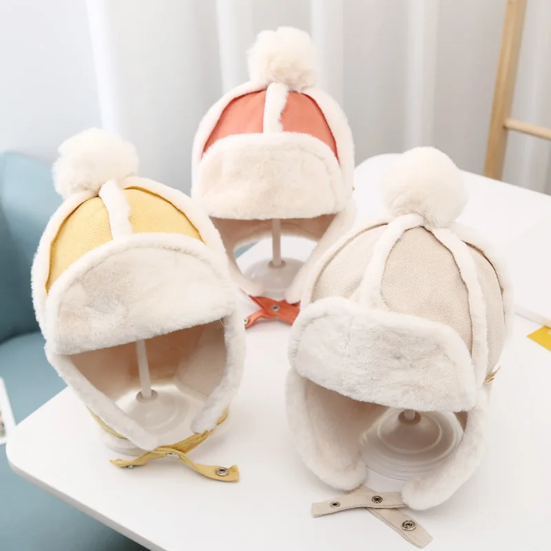 

LA Brand Children's Plush Hat Winter Plus Velvet Warm Baby Lei Feng Hat Men and Women All-match Ear Protection Hat Gift