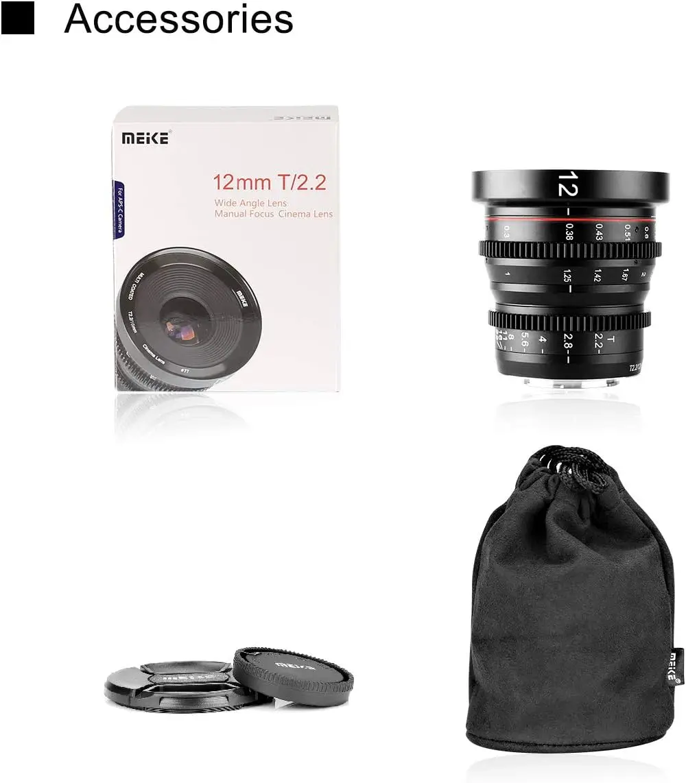 Meike 12 мм 16 25 35 50 65 85 T2.2 с ручной фокусировкой и фиксированным кинотеатральным