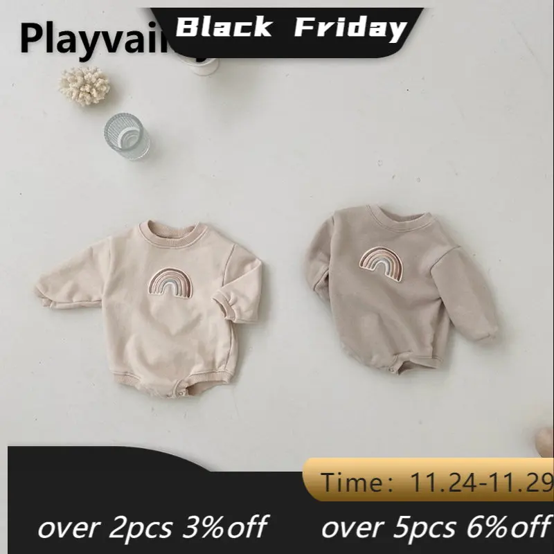 

Baby Clothes Autumn Baby Girl Bodysuit Fashion Rainbow Embroidery Long Sleeve Jumpsuit Infant Clothes Newborn Outfits E1199