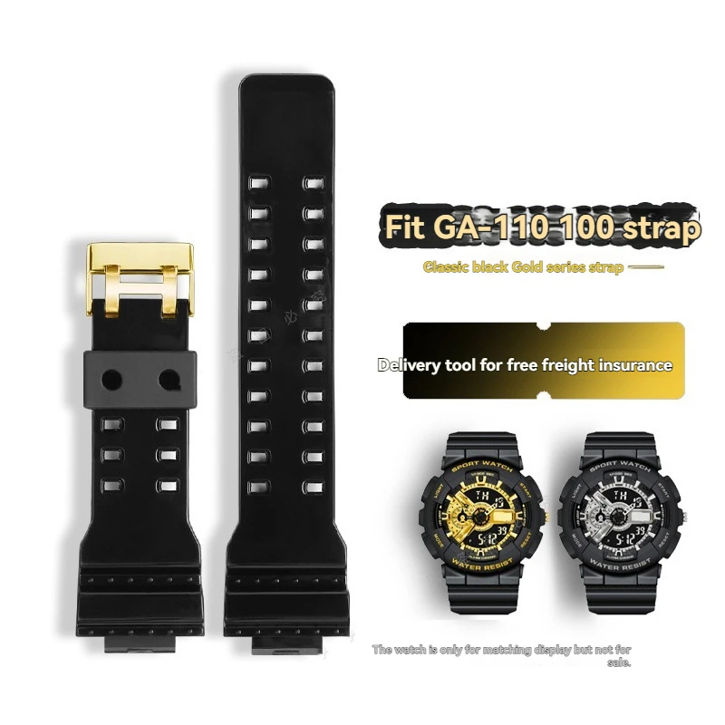 Фото Для g-shock часы Casio с GA110 черное золото ga100 мужские ga140 ga120 140 черные самурайские часы из смолы с браслетом 16 мм №1