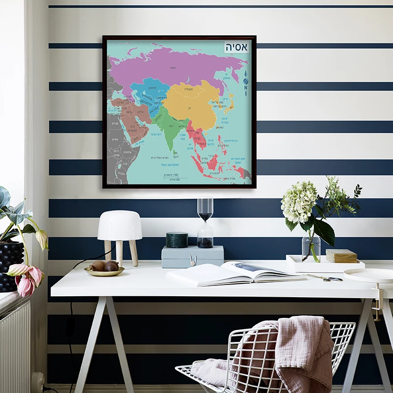 

Картина на холсте «карта Азии на иврите», 90 х90 см