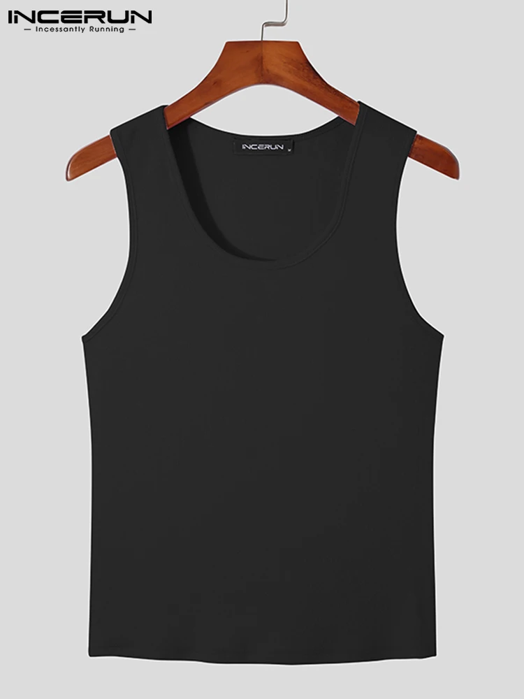

INCERUN Tops 2022 Sexy Casual Men's All-match Sleeveless Vests Solid Fitness Party Nightclub Style Male Hot Sale Tank Tops S-5XL