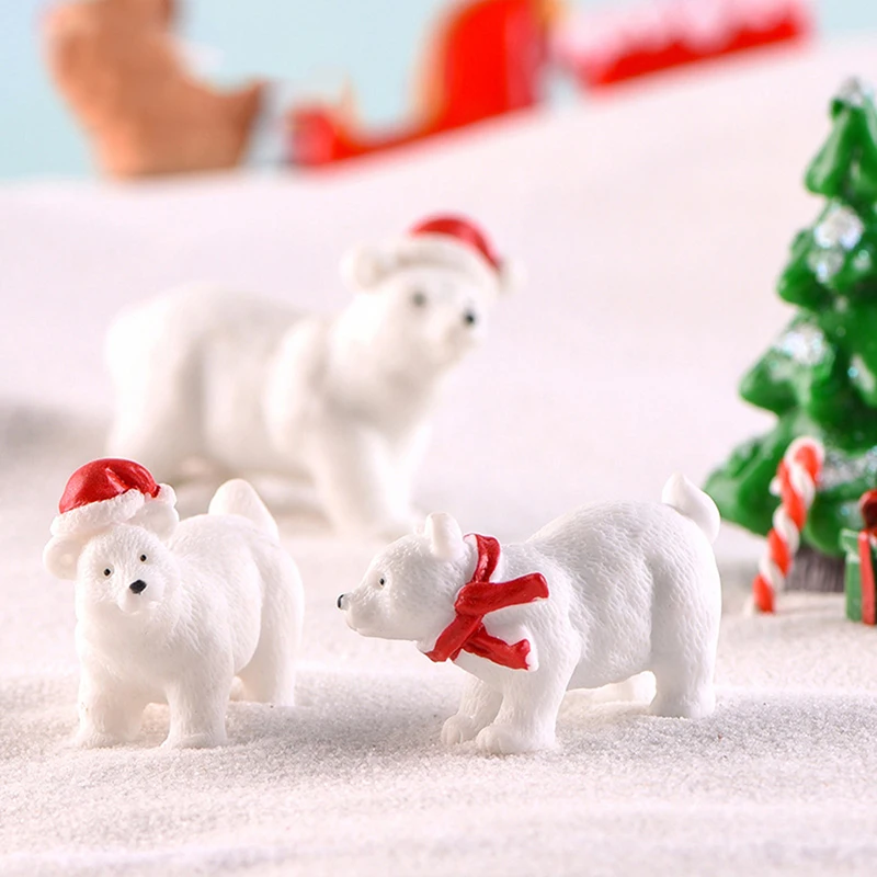 

Christmas Polar Bear Micro Landscape Decoration Animal Mini Christmas Polar Bear Statue Garden Mini Snow DIY Accessories
