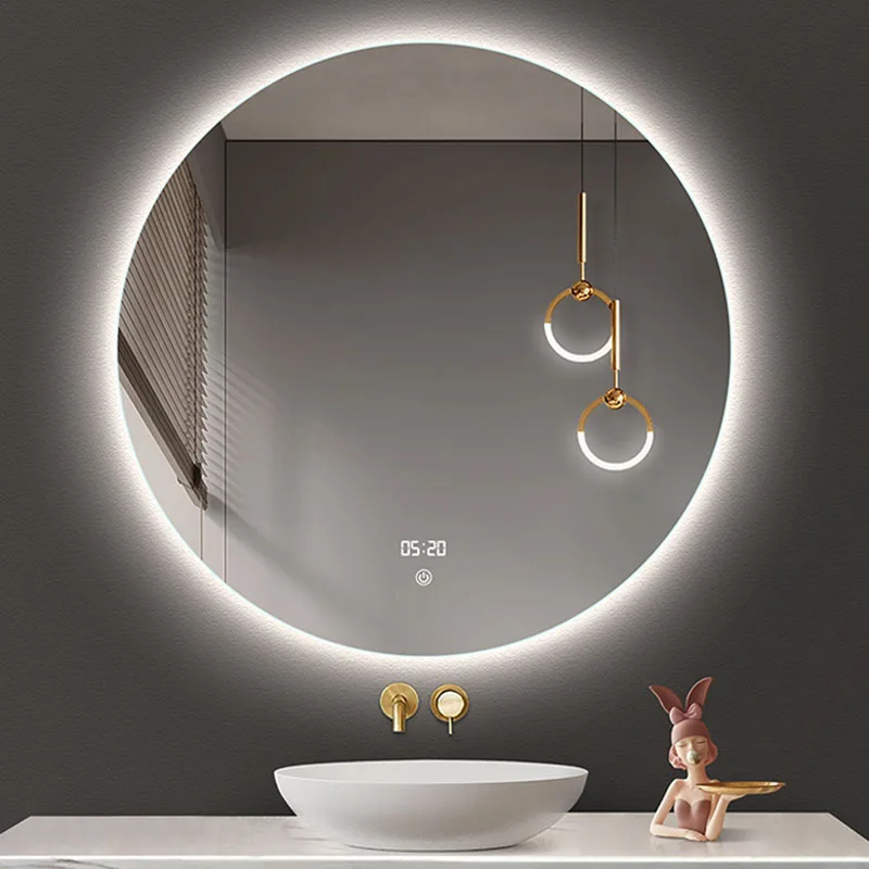 

Large Round Decorative Wall Mirror Bathroom Shower Light Makeup Mirror With Light Hairdresser Espelho Bedroom Accessories