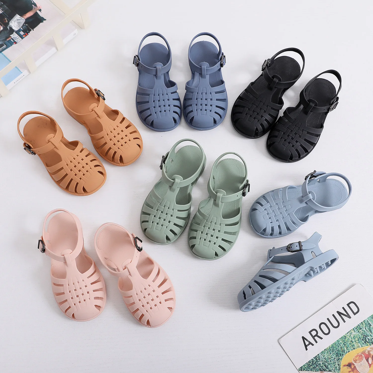Boys Girls Baby Casual Plastic Toddler Shoes Sandals Spring And Summer Children'S Soft Bottom Toe Shoes Flat Hollow Hole Shoes