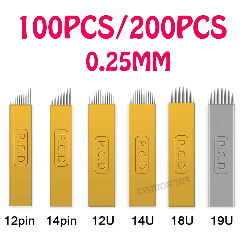 

Microblading Needles U Shape PCD 12/14/19/21 Pins Permanent Makeup Eyebrow Tattoo Blades for 3D Embroidery Manual Tattoo Pen