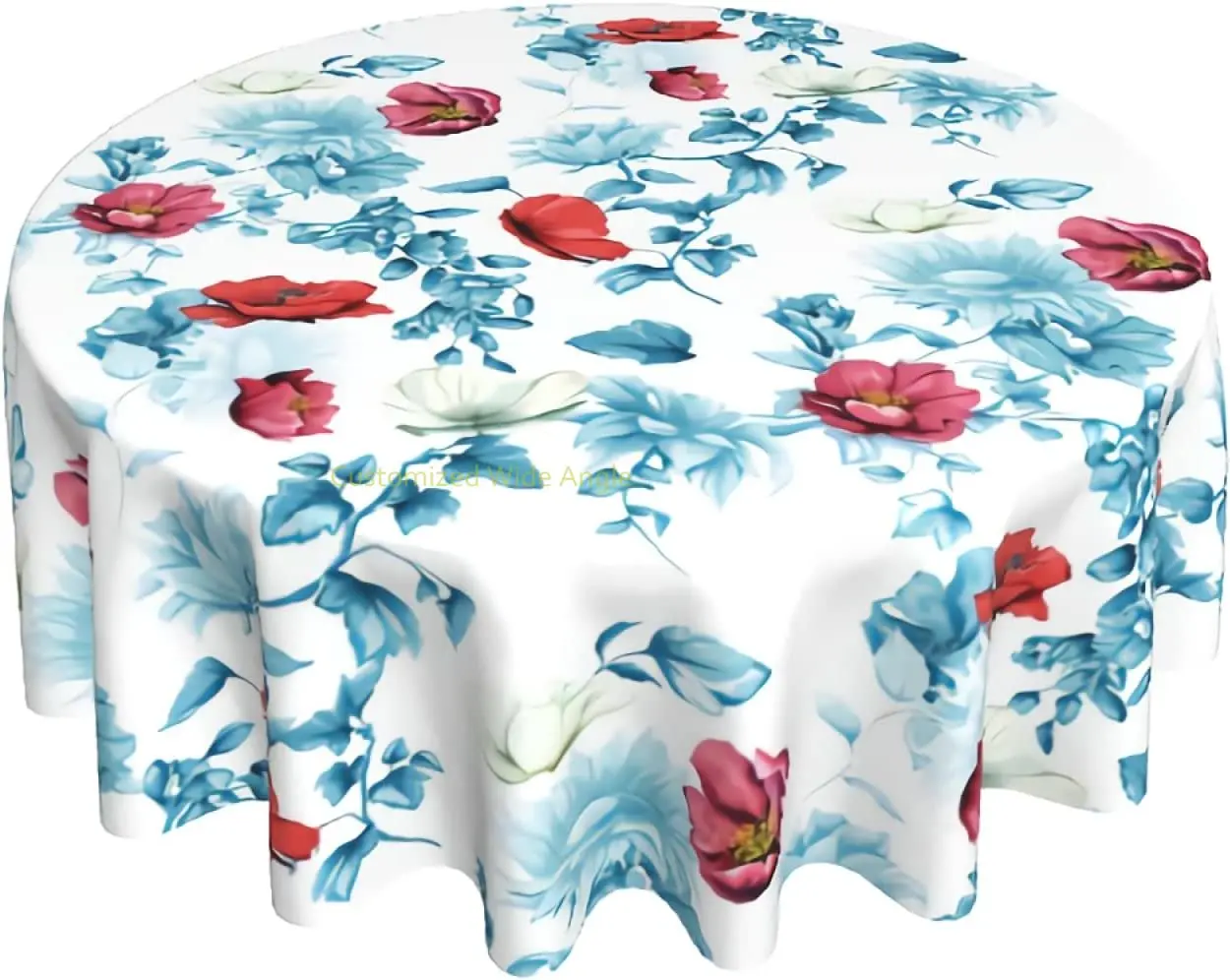

Summer Round Tablecloth 60 Inch Watercolor Sunflowers with Pomegranate Buds Table Cloth Washable Tablecloth Waterproof
