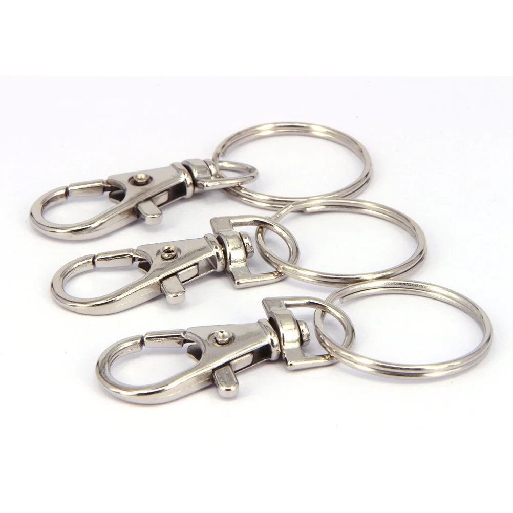 10pcs Metal Swivel Lobster Keychain Car Keyring Clasp Clip Trigger Buckle Snap Hook with Split Ring