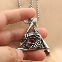 eye of providence stainless steel triangle pendant necklace mens illuminati third eye jewelry