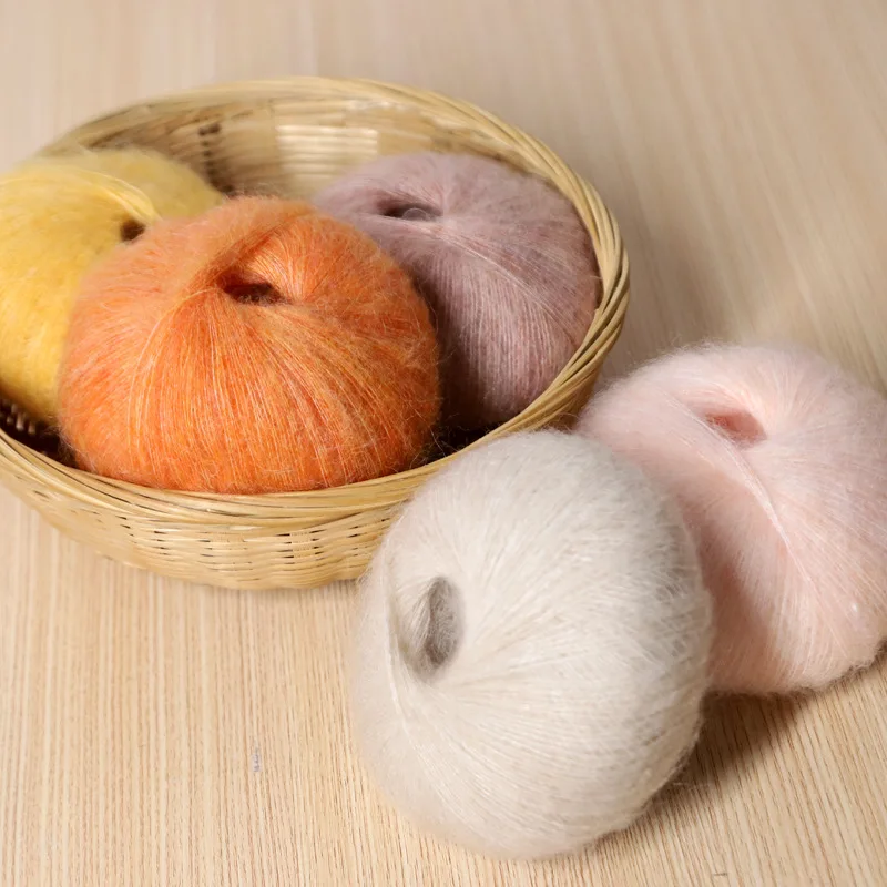 

3pcs 50g/ball Plain Mohair Fine Mohair Knitted Scarf Thread Hand-knitted Sweater Knitted Coat Sweater Shawl Crochet Thread