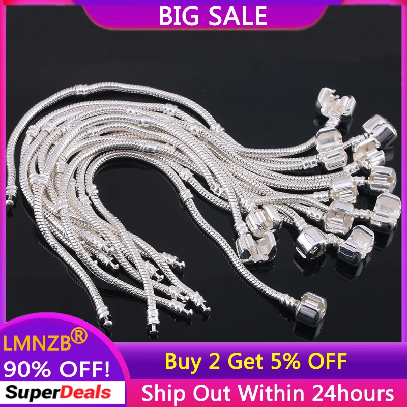 

LMNZB Real Tibetan Silver Snake Chain Bracelet Fit European Charm Bracelet for Women DIY Jewelry Making