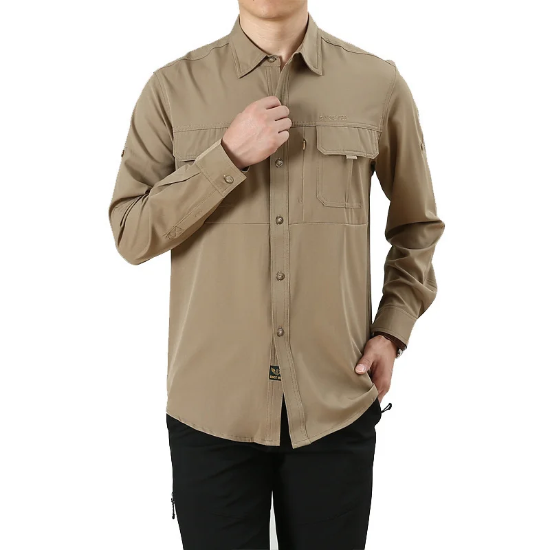 

Summer Mens Thin Breathable Quick Dry Shirt 4XL Outdoor Fishing Hiking Riding Loose Long & Short Sleeve Military Tactical Shirts