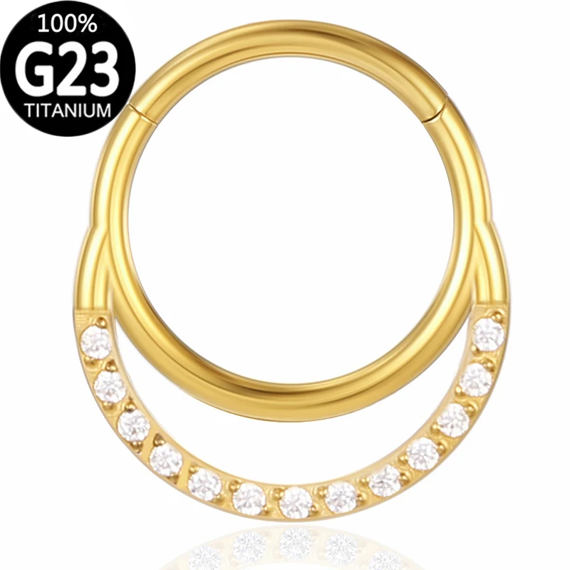 

Кольцо для пирсинга носа с цирконом, пирсинг из титана, для тела, Ювелирное Украшение для ушей, носа, завитка ушной раковины, круглая перегор...