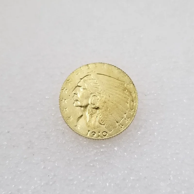 

American 1910 2.5 Dollars Brass Gold-plated Commemorative Collectible Coin Gift Lucky Challenge Coin