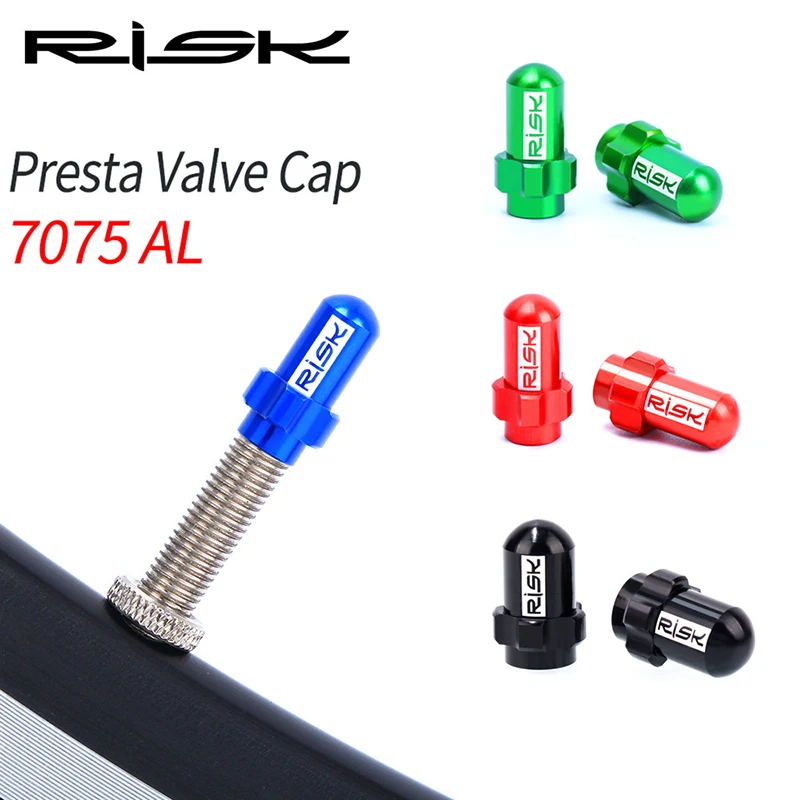 

RISK 2Pcs Aluminum Alloy CNC Road MTB Bike Tube Tyre Bicycle Tire Wheel FV Valve Cap Schrader/Presta AIR Valve Caps Dustproof