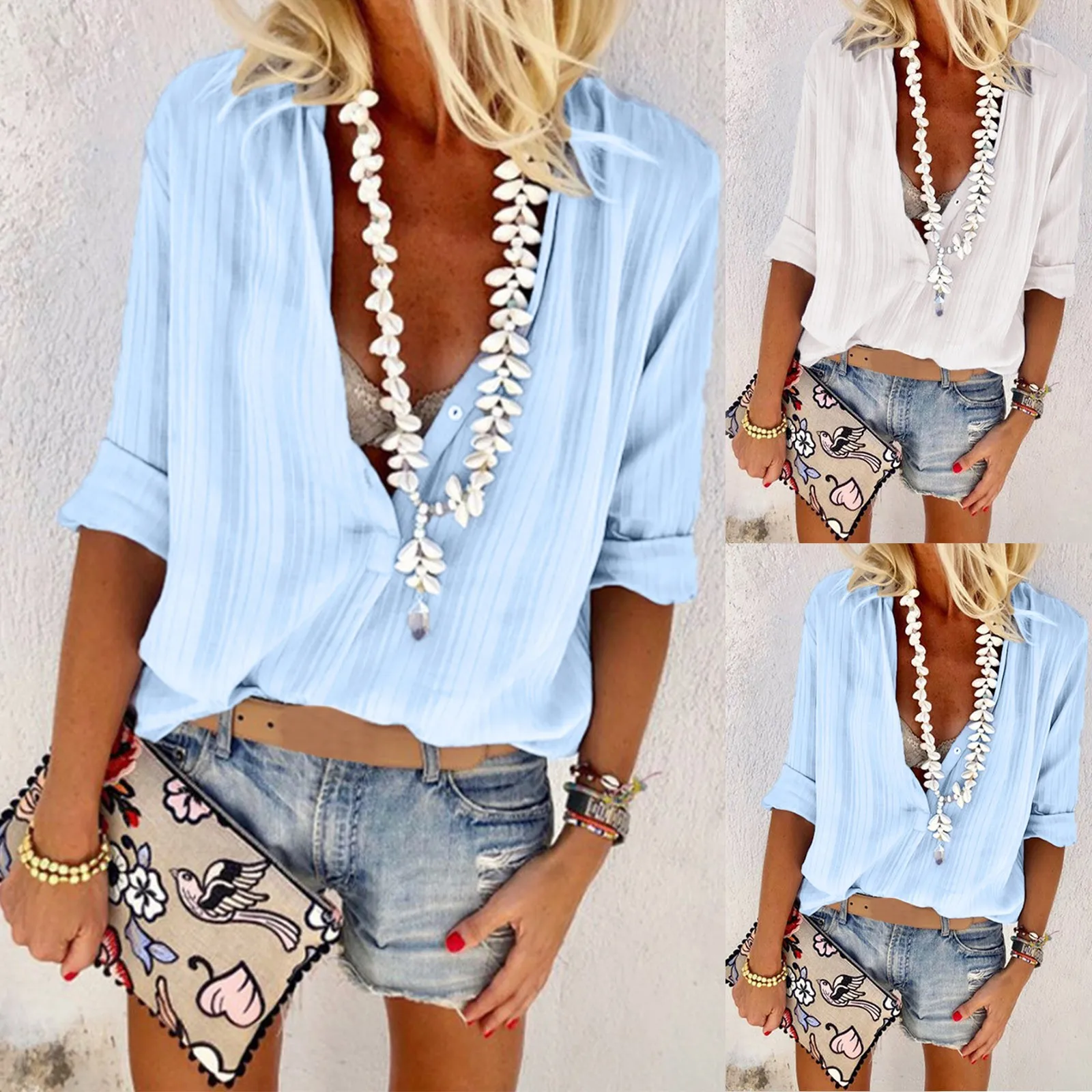 

Блузка женская свободного кроя с длинным рукавом, праздничная Модная рубашка с длинным рукавом, лето