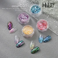 hndo 2022 new 4 color pcs set opal powder glitter nail art decoration colorful flakes manicure design iridescent pigment dust