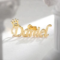 custom crown name stainless steel necklaces for women cubic zircon letters crystal pendant with 9 chains personalized jewelry