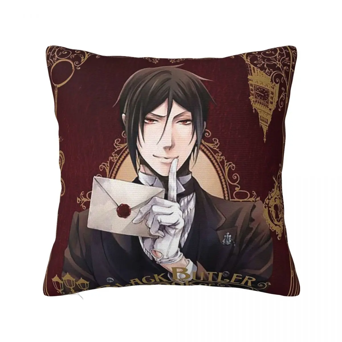 Sebastias Oscuro Black Butler Japanese Anime Pillowcase Soft Cushion Cover Decor Pillow Case Cover Home Zippered 45X45cm