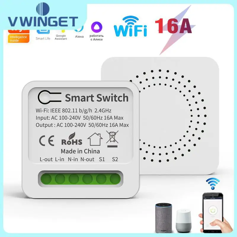 

Умный беспроводной выключатель для самостоятельной сборки, 10 А, 16 А, поддержка 2-полосного управления, модуль мини-выключателя Tuya