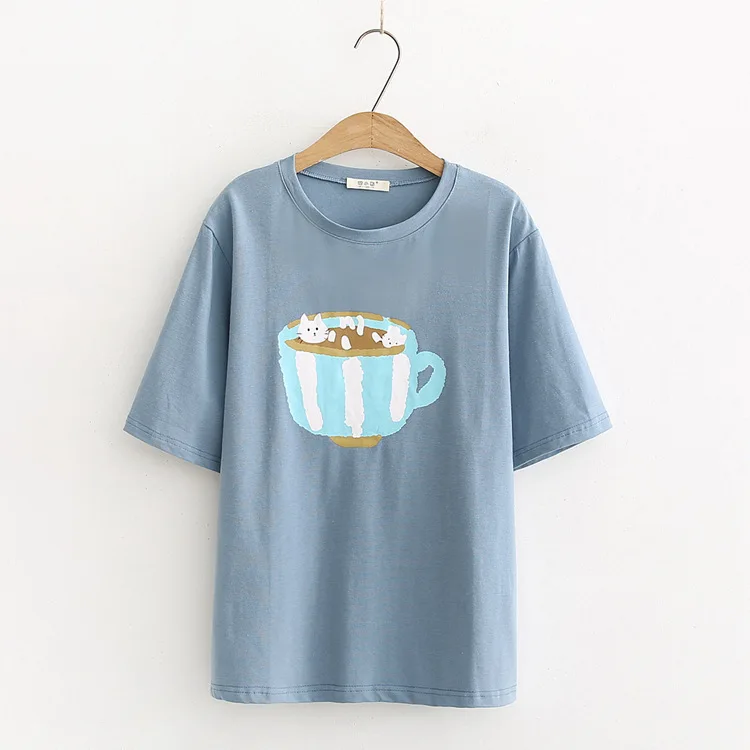 

2021 summer new O-Neck T-shirts short sleeve T-shirt women's Cotton Animal Regular