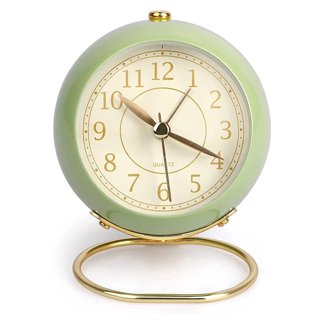 Bedside Small Table Clock Non Ticking Analogue Retro Alarm Clock With Light Button For Desk Table
