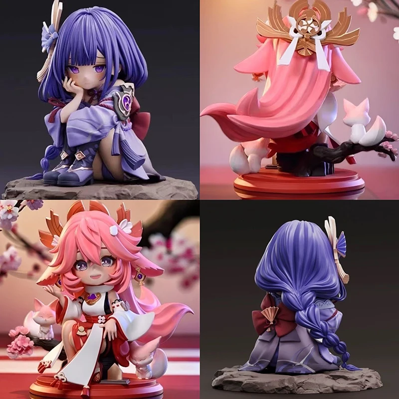 Аниме фигурки Genshin Impact с новым рисунком Yae Miko Raiden Shogun милые героев из ПВХ