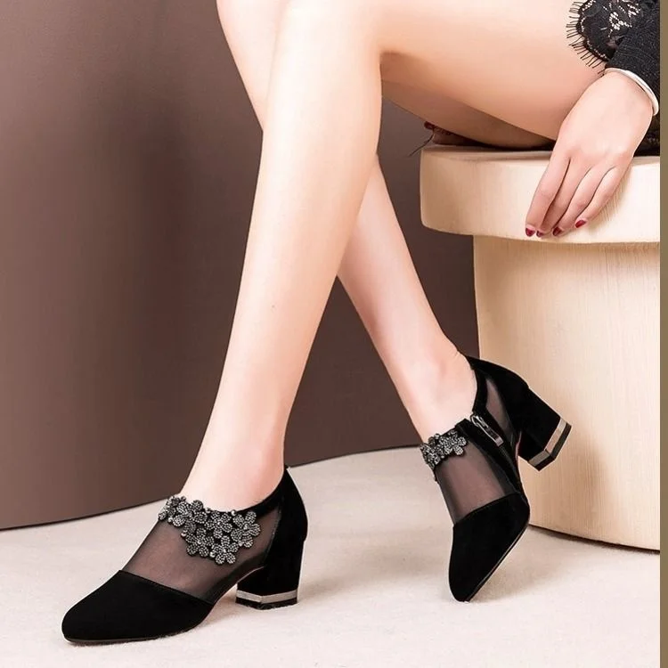 

Женские босоножки 2022, модные женские босоножки на низком каблуке с искусственными цветами, женские сандалии с сеткой