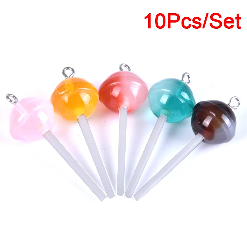 

10Pcs/Set Resin Transparent Lollipop Charms Pendant Jewelry DIY Making Craft