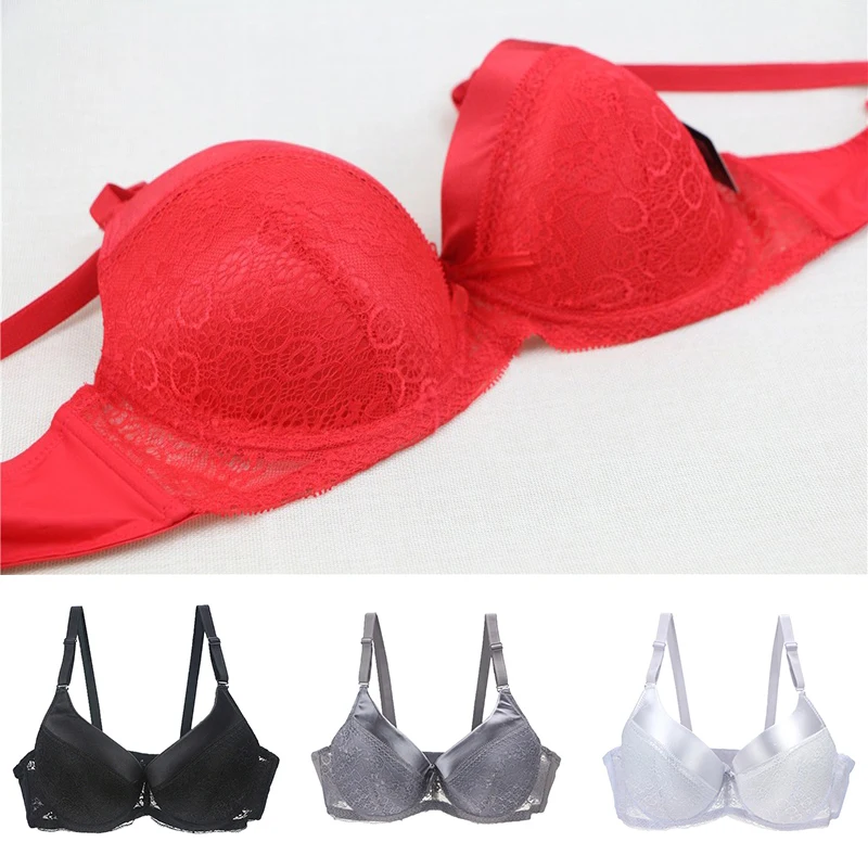 

Cup Large Size Bras Back Closure Underwear Bow Push Up Sexy Lady Female Lingerie Brassiere Lace Padded Bra Breathable Slap-up