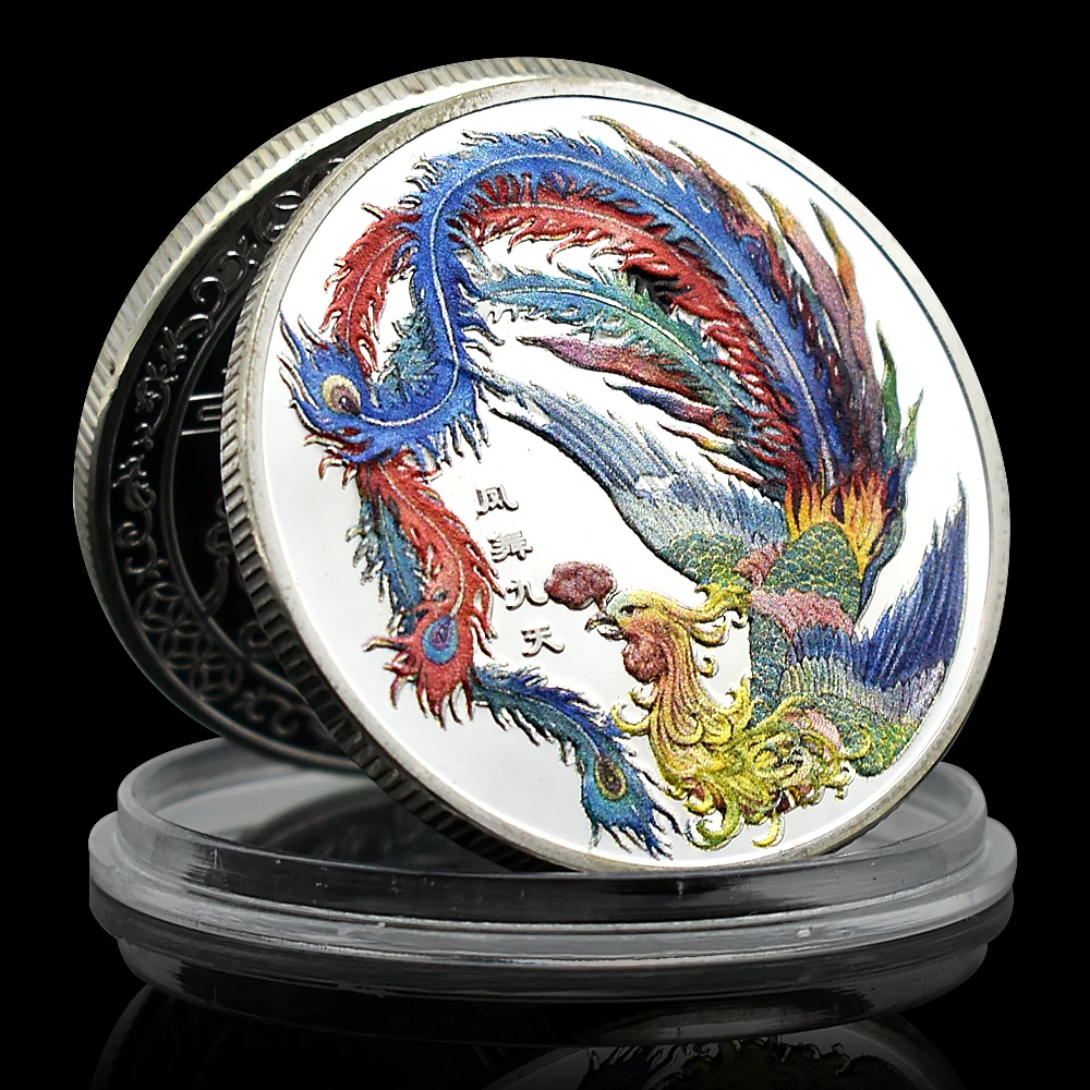 

Chinese Phoenix Silver Coin Ancient Legend Divine Beast Bring Good Luck Commemorative Medal Souvenir Gift