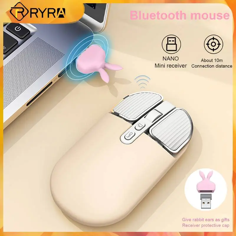 

RYRA 2400DPI Wireless Mouse 2.4GHz Gamer Mouse USB Mute Adjustable Gaming Mice Rechargeable 4 Keys Silent Adapter PC Computer