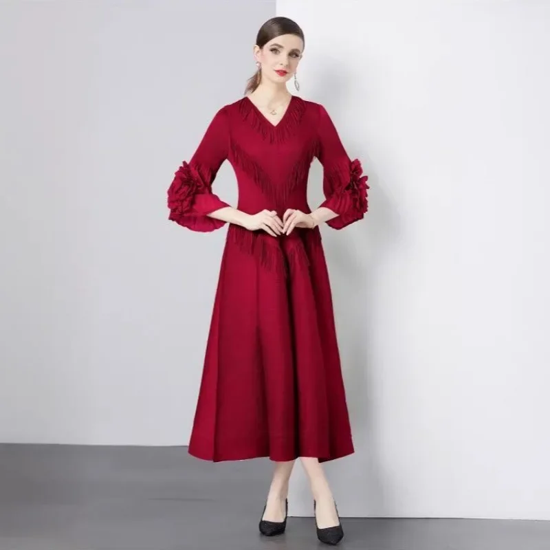 Женское однотонное плиссированное платье Miyake Design Sense с тяжелой тарелкой и