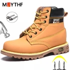 Зимние ботинки, кожаная обувь, Рабочая защитная обувь, мужская прочная рабочая обувь, ботинки мартинсы, непрокалываемая защитная обувь