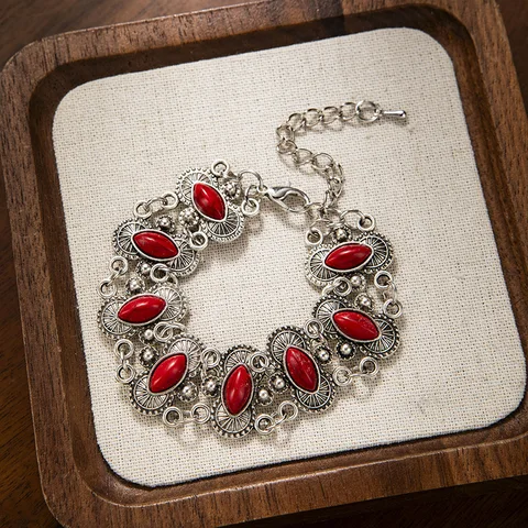 Модные регулируемые браслеты в стиле бохо с бирюзой для женщин, винтажный браслет с синим камнем и геометрическим рисунком, ювелирные изделия, подарок на вечеринку