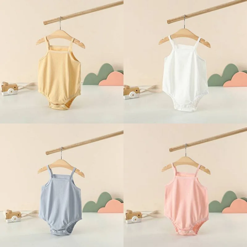 

Тонкие однотонные комбинезоны, Одежда для новорожденных, летняя одежда с квадратным воротником, хлопковые дышащие мягкие комбинезоны без р...
