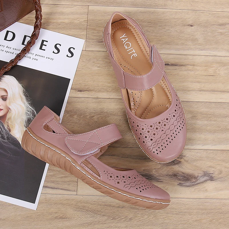 Summer Round Toe Travelling Women Walking Style Shoes Ladies Flats